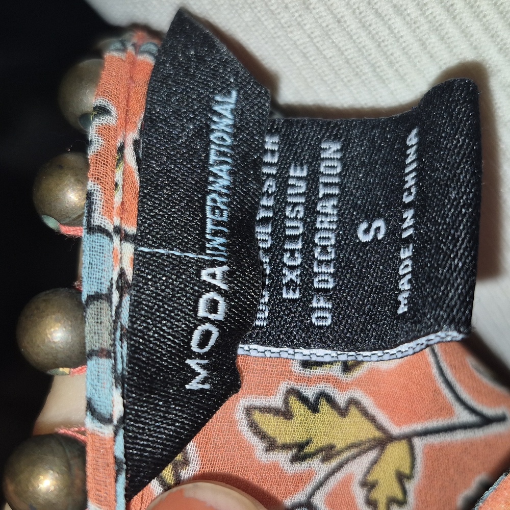 Moda International Orange and Brown Floral Top - Picture 6 of 6